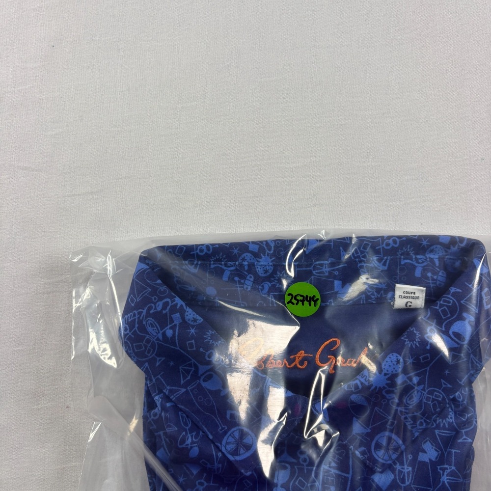 Robert Graham Shirt Men Large Blue Golf Polo Martini Graphic Performance Stretch - Picture 10 of 10